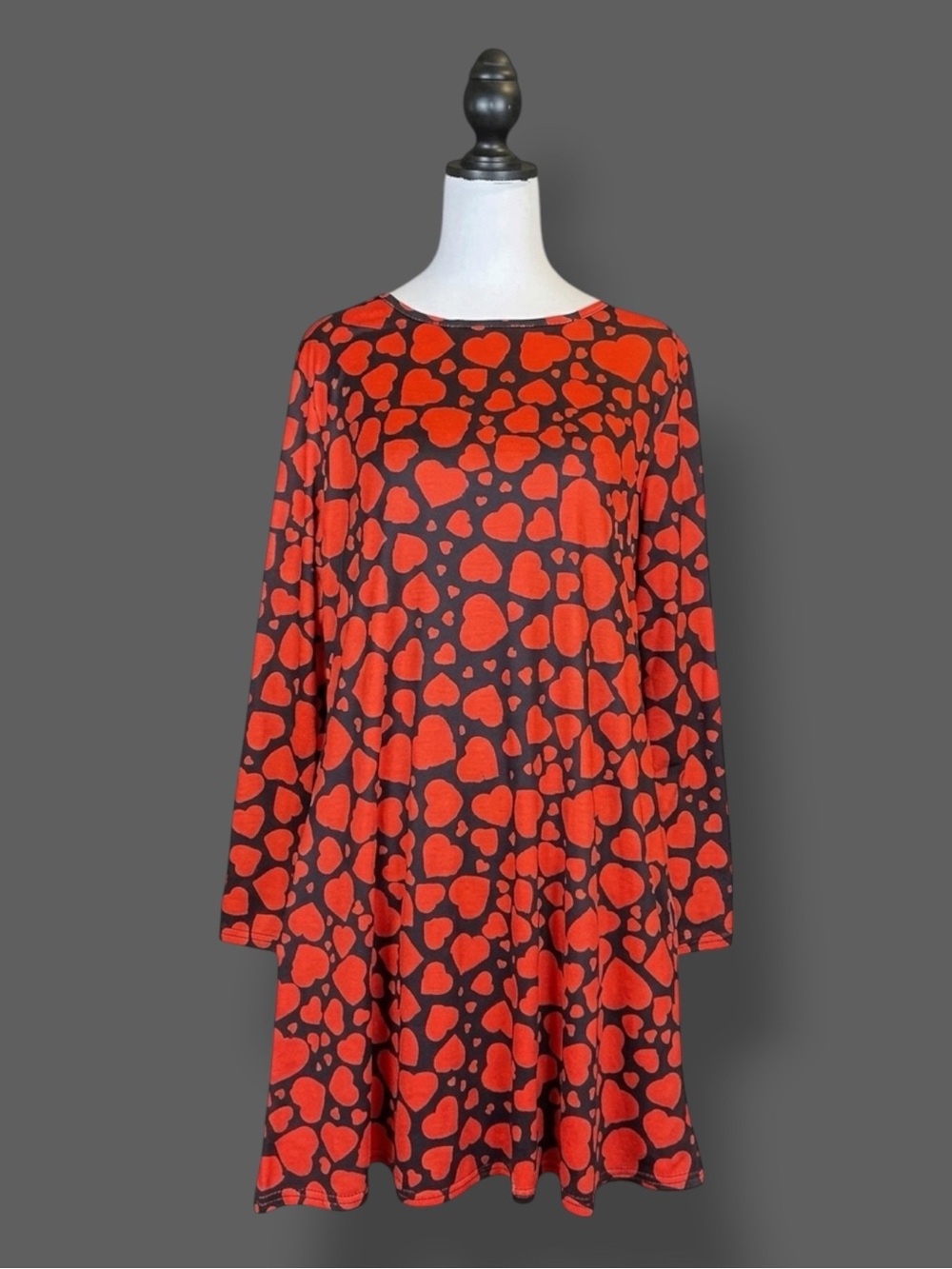 Spadehill Dress Black Red Mini Heart Print Mod Twee Valentines Day Casual M NWOT